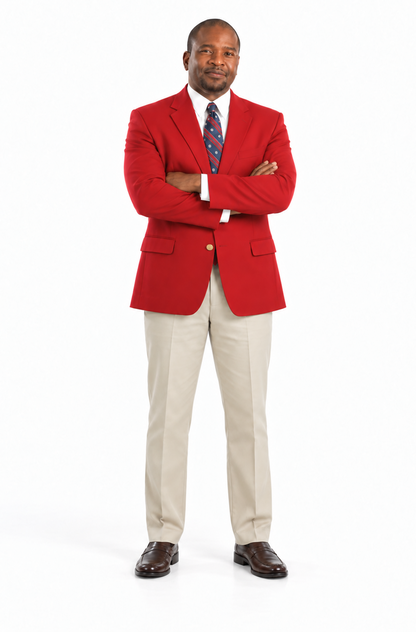 Travel Brass Buttons Cloth Men'S RED 2 Button Sport Coats / Cheap Priced Blazer Jacket For Men Excellent Quality