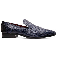 Marco Di Milano Trento Navy Men's Shoes Caiman Crocodile Slip-on Loafers