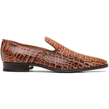 Marco Di Milano Trento Cognac Men's Shoes Caiman Crocodile Slip-on Loafers