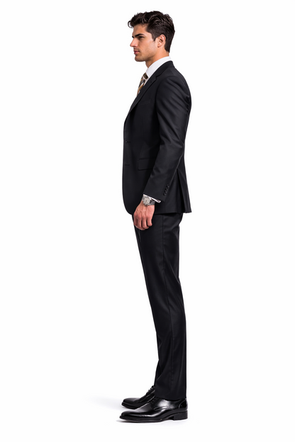 TS3V NICE 3PC 3 BUTTON SOLID COLOR CHARCOAL GERY Men'S Three Piece Suit - Color: Dark Grey Suit