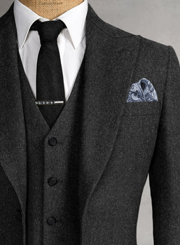 Men's Black Full-length Sleeves Buttoned Closure Peaky Blinders Suit - Peaky Blinders Outfit + Overcoat + Hat (Peaky Blinder Custome) - Image 6