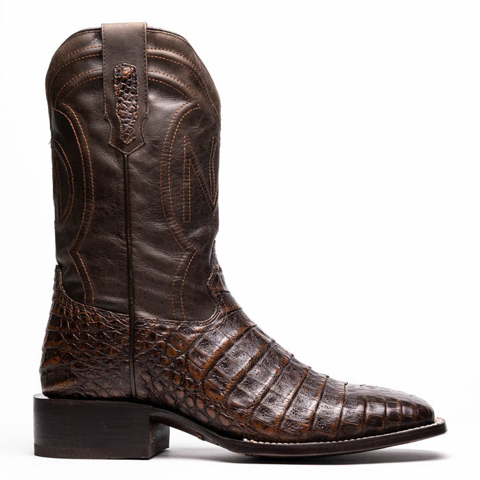 Marco Di Milano Tuscon Aged Brown Caiman Crocodile Square Toe Cowboy Boots - Image 2