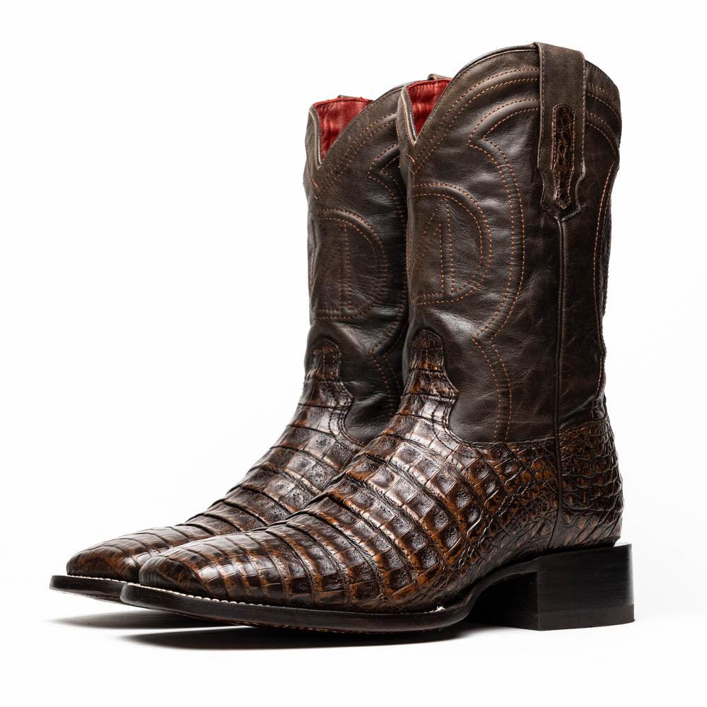 Marco Di Milano Tuscon Aged Brown Caiman Crocodile Square Toe Cowboy Boots - Image 3