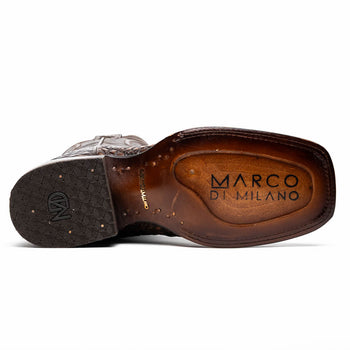 Marco Di Milano Tuscon Aged Brown Caiman Crocodile Square Toe Cowboy Boots - Image 5
