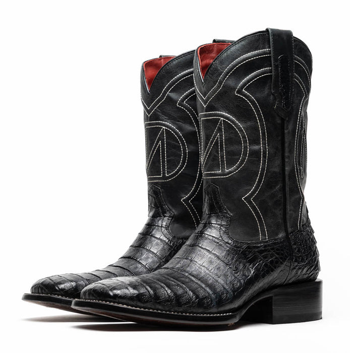 Marco Di Milano Tuscon Black Caiman Crocodile Square Toe Cowboy Boots