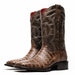 Marco Di Milano Tuscon Stone Brown Caiman Crocodile Square Toe Cowboy Boots