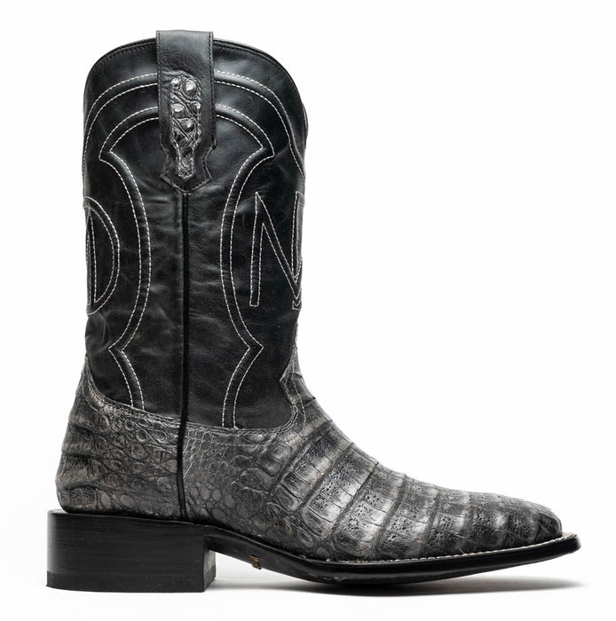 Marco Di Milano Tuscon Stone Gray Caiman Crocodile Square Toe Cowboy Boots