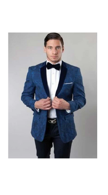 Men'S Floral Pattern Slim Fit 2 Button Solid Velvet Cheap Priced Designer Fashion Dress Casual Blazer On Sale Navy Blazer Sport Coat