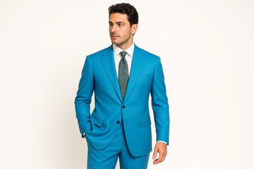 Men's Two Button turquoise Blue Color Affordable Cheap Priced Men's Dress Suit For Sale - RET208-19 - Image 2