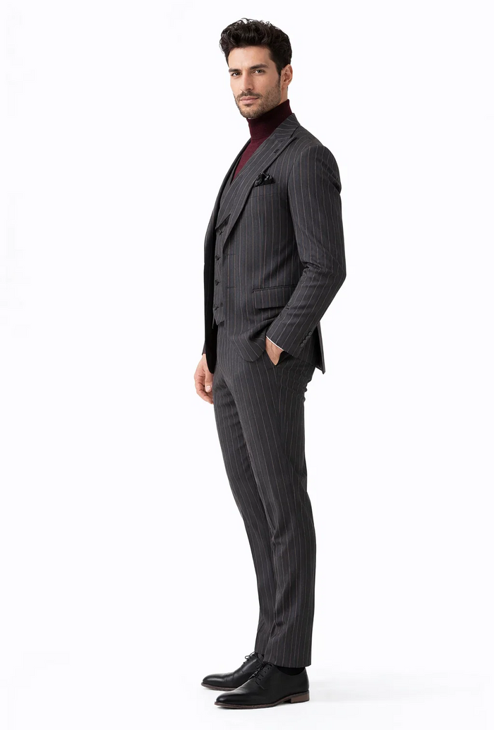 Turtleneck Suit + Free Turtleneck Sweater Package - Black Mens Suit