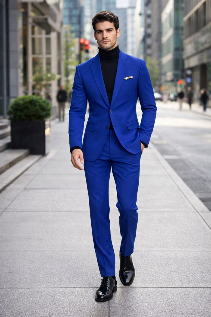 Royal Blue Suit With Turtleneck for Every Occasion