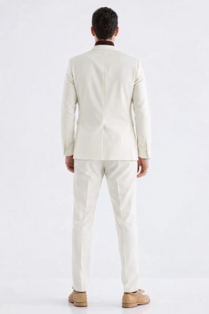 Turtleneck Suit + Free Turtleneck Sweater Package - Ivory Mens Suit
