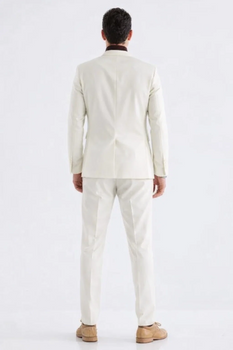 Turtleneck Suit + Free Turtleneck Sweater Package - Ivory Mens Suit