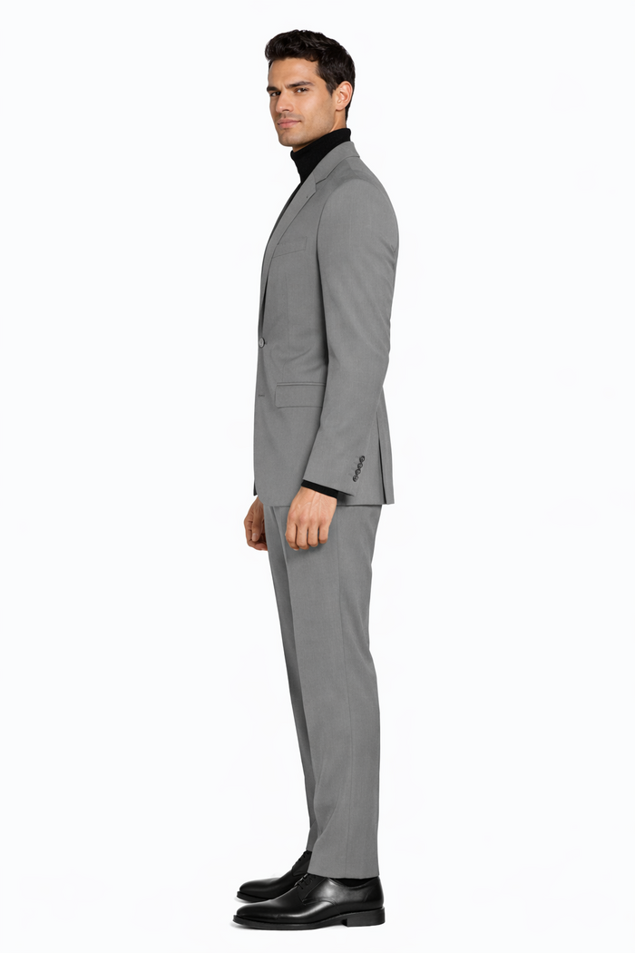 Turtleneck Suit + Free Turtleneck Sweater Package Medium Grey Mens Suit