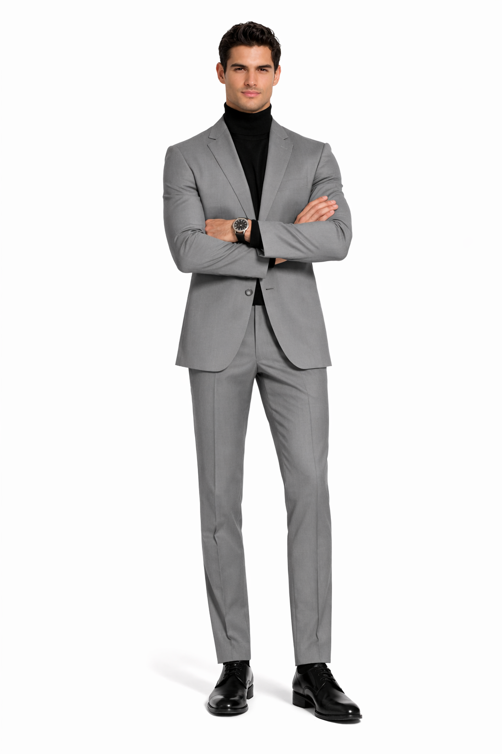Turtleneck Suit + Free Turtleneck Sweater Package Medium Grey Mens Suit