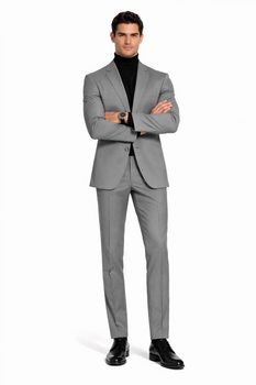 Turtleneck Suit + Free Turtleneck Sweater Package Medium Grey Mens Suit