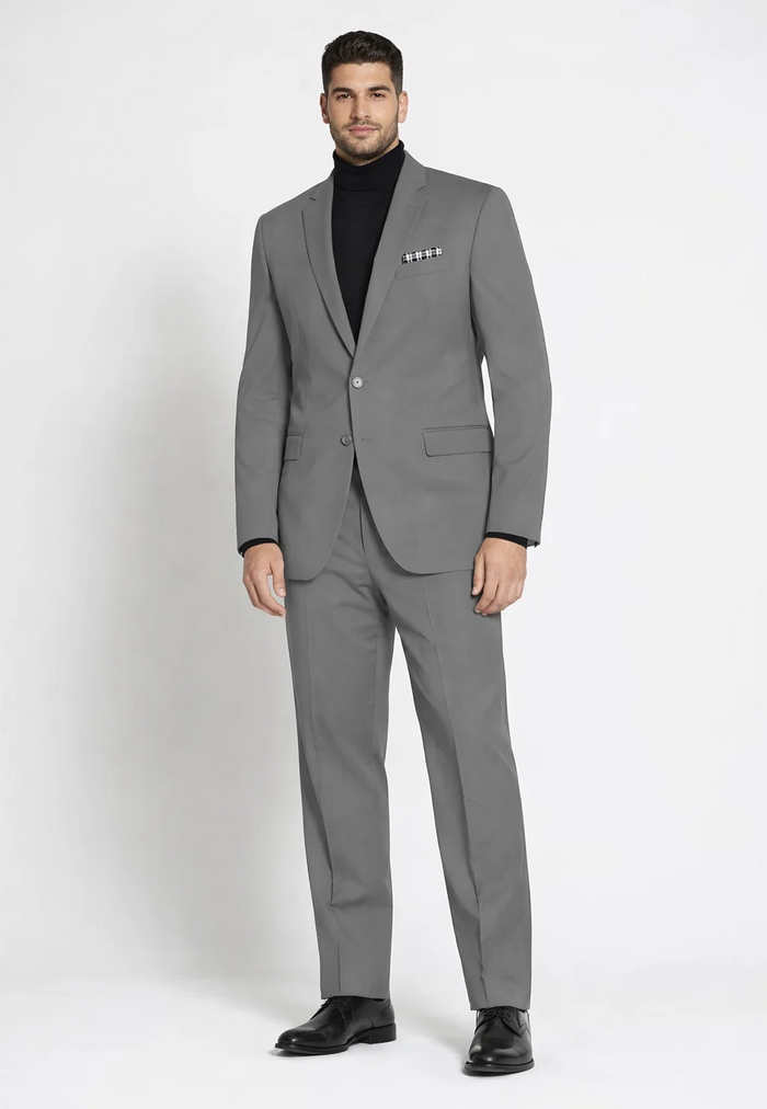 Turtleneck Suit + Free Turtleneck Sweater Package Medium Grey Mens Suit