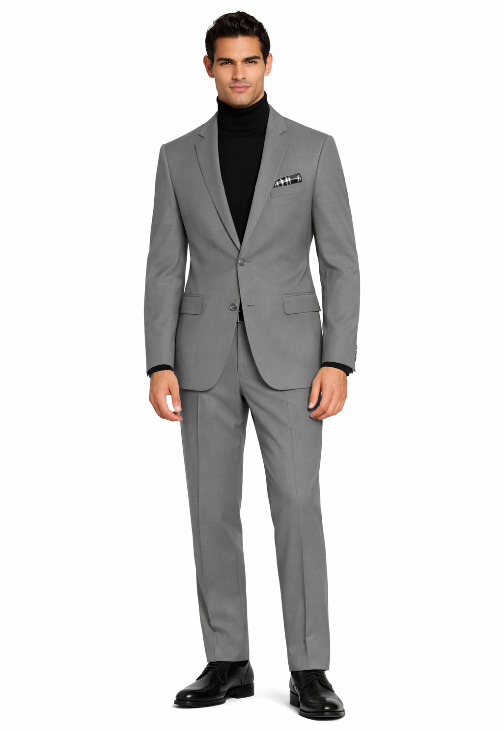 Turtleneck Suit + Free Turtleneck Sweater Package Medium Grey Mens Suit