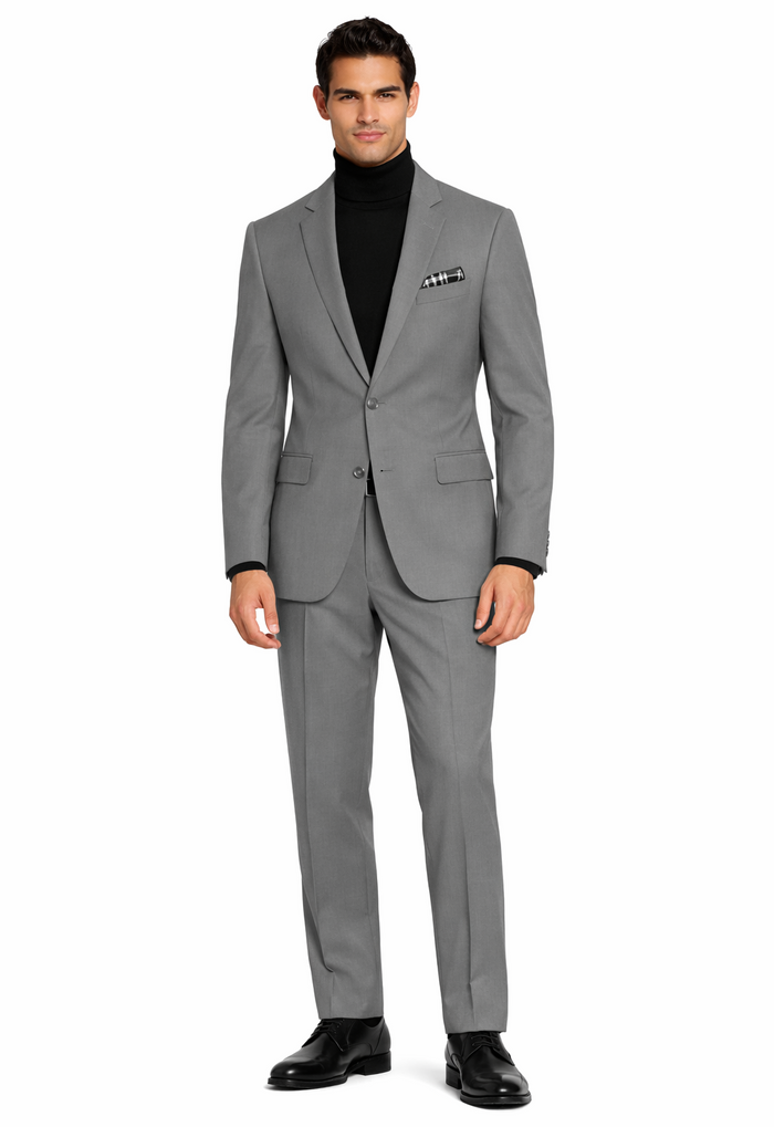 Turtleneck Suit + Free Turtleneck Sweater Package Medium Grey Mens Suit