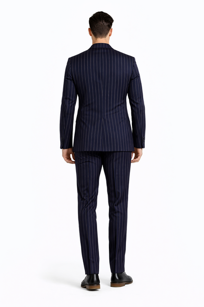 Turtleneck Suit + Free Turtleneck Sweater Package - Navy Mens Suit