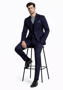 Turtleneck Suit + Free Turtleneck Sweater Package - Navy Mens Suit