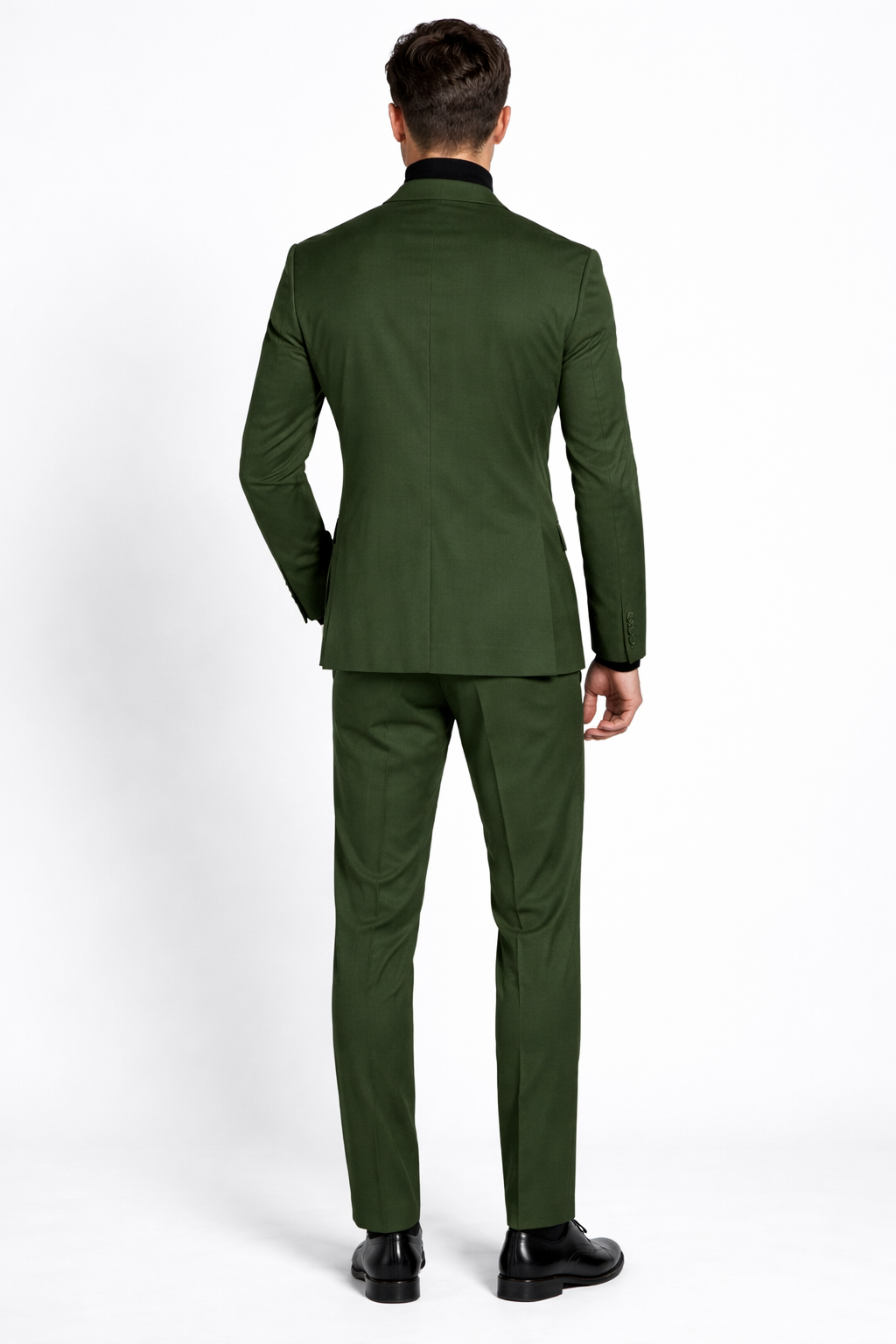 Turtleneck Suit + Free Turtleneck Sweater Package Olive Mens Suit