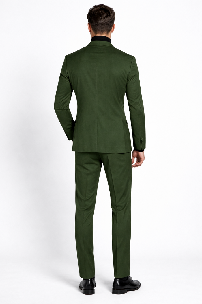 Turtleneck Suit + Free Turtleneck Sweater Package Olive Mens Suit