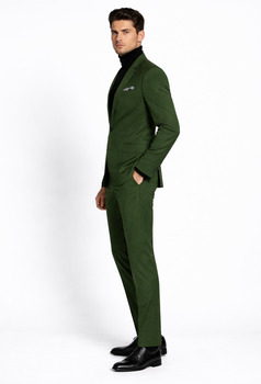 Turtleneck Suit + Free Turtleneck Sweater Package Olive Mens Suit