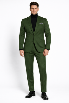 Turtleneck Suit + Free Turtleneck Sweater Package Olive Mens Suit