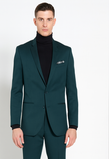 Turtleneck Suit + Free Turtleneck Sweater Package Teal Blue Mens Suit