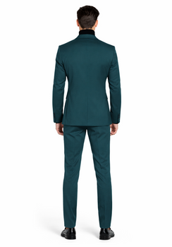 Turtleneck Suit + Free Turtleneck Sweater Package Teal Blue Mens Suit
