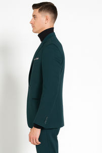 Turtleneck Suit + Free Turtleneck Sweater Package Teal Blue Mens Suit