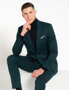 Turtleneck Suit + Free Turtleneck Sweater Package Teal Blue Mens Suit