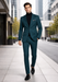 Turtleneck Suit + Free Turtleneck Sweater Package Teal Blue Mens Suit