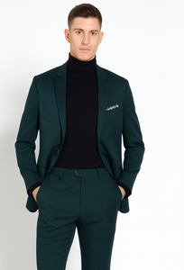 Turtleneck Suit + Free Turtleneck Sweater Package Teal Blue Mens Suit