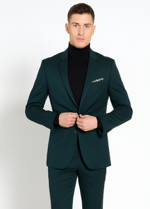 Turtleneck Suit + Free Turtleneck Sweater Package Teal Blue Mens Suit