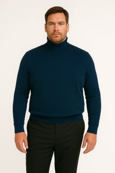Men's Navy Blue Classic Turtleneck Sweater – Lightweight Knit Pullover - Image 5