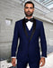 Mens 1 Button Shawl Lapel Vested Wool Wedding - Prom Tuxedo in Sapphire Blue - Mens Slim Fitted Tuxedo