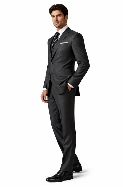 Tweed 3 Piece Suit - Tweed Wedding Suit Fitted Discounted Sale Slim Cut 2 Button Gray Herringbone Tweed Men's Suit
