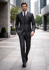 Tweed 3 Piece Suit - Tweed Wedding Suit Fitted Discounted Sale Slim Cut 2 Button Gray Herringbone Tweed Men's Suit