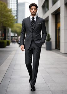 Tweed 3 Piece Suit - Tweed Wedding Suit Fitted Discounted Sale Slim Cut 2 Button Gray Herringbone Tweed Men's Suit