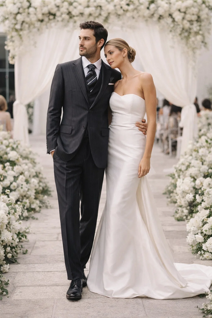 Tweed 3 Piece Suit - Tweed Wedding Suit Fitted Discounted Sale Slim Cut 2 Button Gray Herringbone Tweed Men's Suit