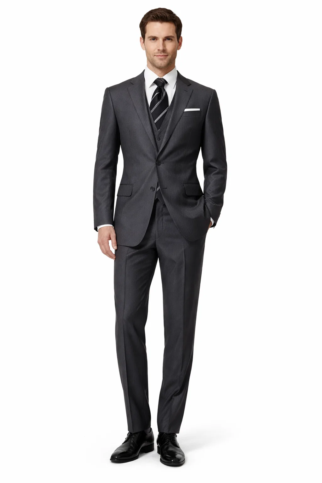 Tweed 3 Piece Suit - Tweed Wedding Suit Fitted Discounted Sale Slim Cut 2 Button Gray Herringbone Tweed Men's Suit