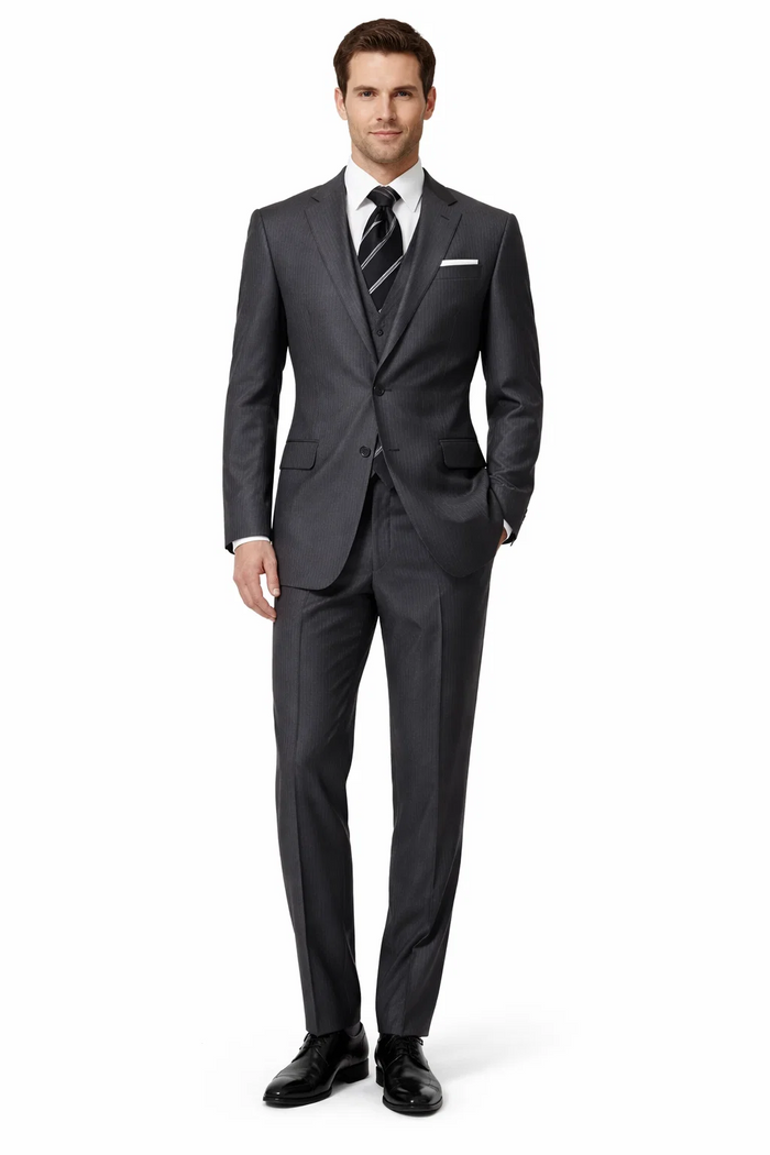 Tweed 3 Piece Suit - Tweed Wedding Suit Fitted Discounted Sale Slim Cut 2 Button Gray Herringbone Tweed Men's Suit