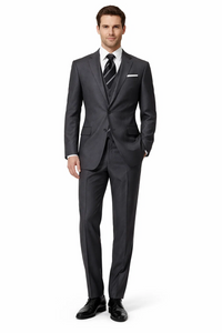 Tweed 3 Piece Suit - Tweed Wedding Suit Fitted Discounted Sale Slim Cut 2 Button Gray Herringbone Tweed Men's Suit