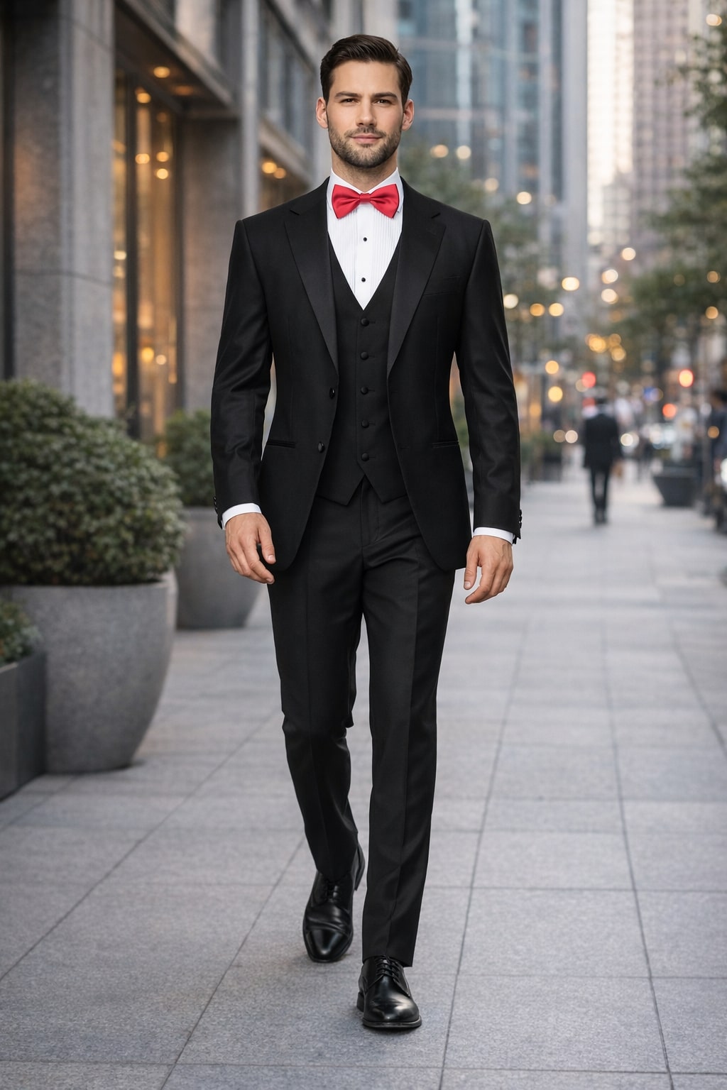 Two Button Three Piece Flat Front Tuxedo