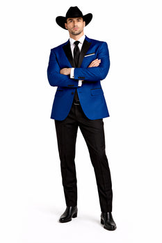 Two Toned Royal Light Blue Two Button Velvet or Dress Suits for Men Fabric Tuxedo Suit Or Dinner Jacket Black Lapeled