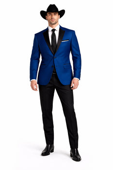 Two Toned Royal Light Blue Two Button Velvet or Dress Suits for Men Fabric Tuxedo Suit Or Dinner Jacket Black Lapeled