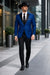 Two Toned Royal Light Blue Two Button Velvet or Dress Suits for Men Fabric Tuxedo Suit Or Dinner Jacket Black Lapeled