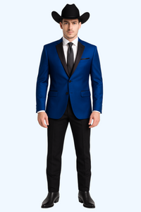 Two Toned Royal Light Blue Two Buttons Velvet or Dress Suits for Men Fabrics (Your Choice) Tuxedo Suit Or Dinner Jacket Black Lapeled